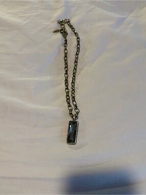 Rectangular Hematite Crystal Pendant Necklace